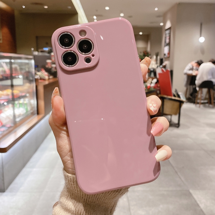 For iPhone 13 Pro Max Glossy Straight-Edge TPU Phone Case