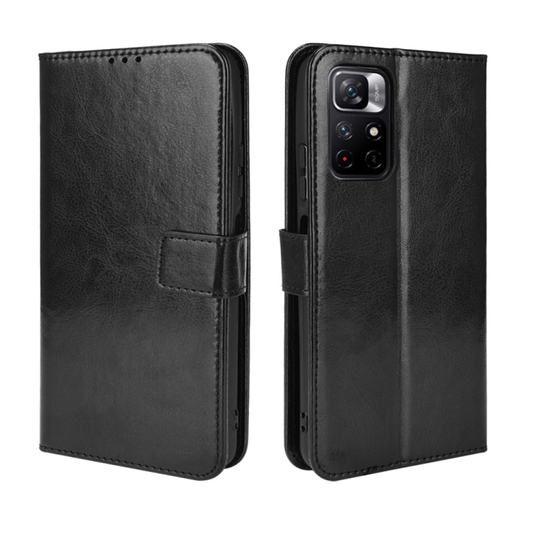 

For Xiaomi Redmi Note 11 5G/Poco M4 Pro Retro Crazy Horse Texture Leather Phone Case(Black)