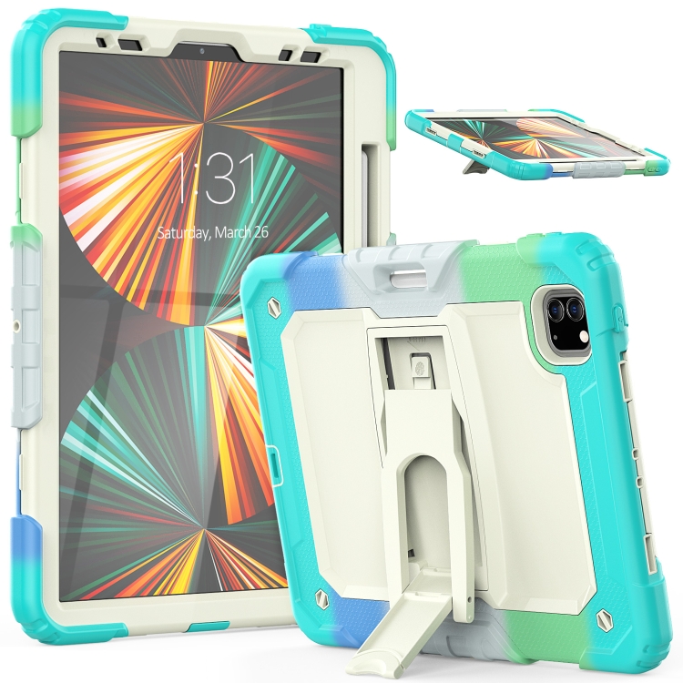

Silicone + PC Tablet Case with Holder For iPad Pro 11 2021 / 2020 / 2018(Camouflage Light Blue)