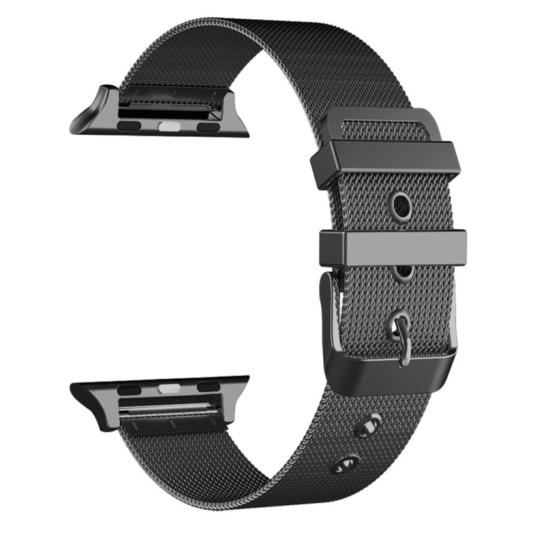 

For Apple Watch Series 7 41mm / 6 & SE & 5 & 4 40mm / 3 & 2 & 1 38mm Milanese Stainless Steel Double Buckle Watch Band(Black)