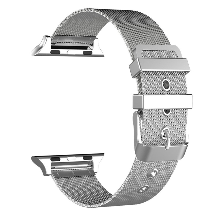 

For Apple Watch Series 7 41mm / 6 & SE & 5 & 4 40mm / 3 & 2 & 1 38mm Milanese Stainless Steel Double Buckle Watch Band(Silver)