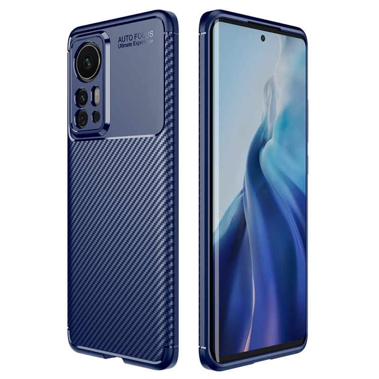 

For Xiaomi 12 Pro 5G Carbon Fiber Texture Shockproof TPU Phone Case(Blue)