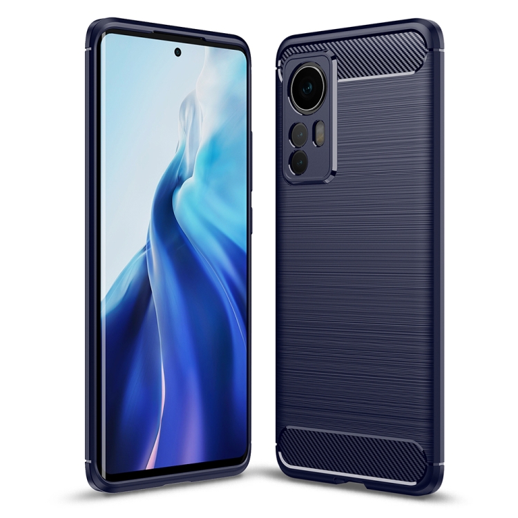 

For Xiaomi 12 5G Brushed Texture Carbon Fiber TPU Phone Case(Blue)