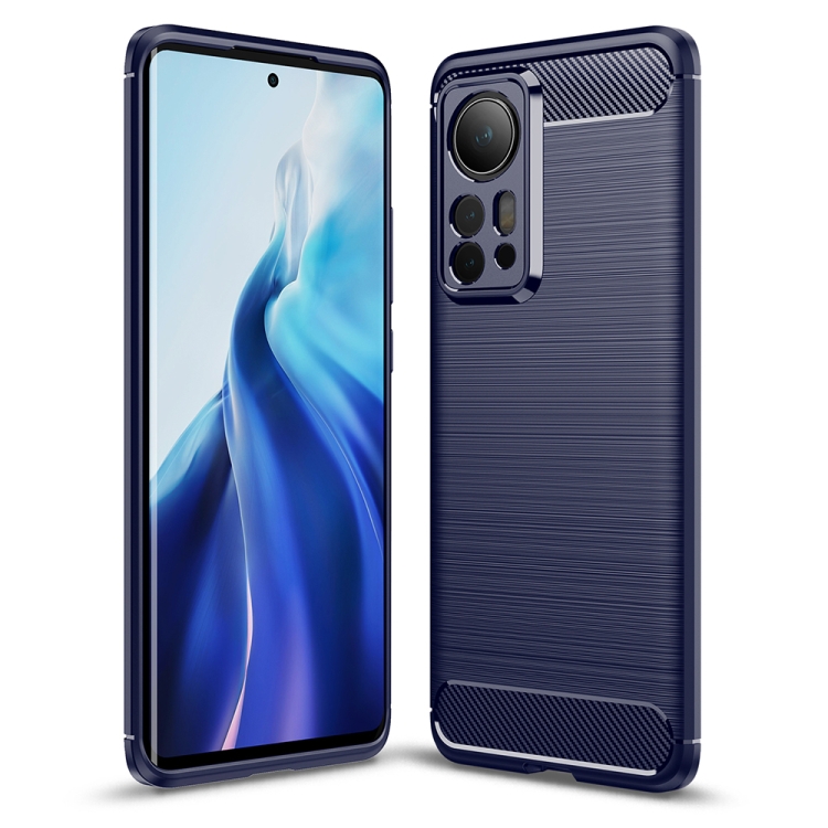 

For Xiaomi 12 Pro 5G Brushed Texture Carbon Fiber TPU Phone Case(Blue)