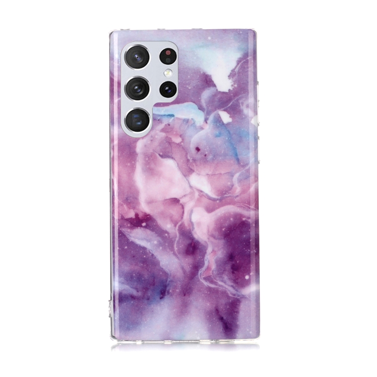 

For Samsung Galaxy S22 Ultra 5G Marble Pattern Soft TPU Phone Case(Purple)