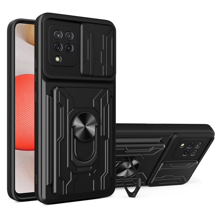 

For Samsung Galaxy A42 5G Sliding Camshield Card Phone Case(Black)