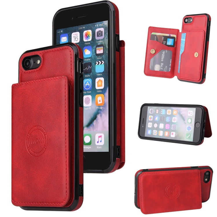 Calf Texture Magnetic Case For Iphone Se 22 Se 8 7 Red