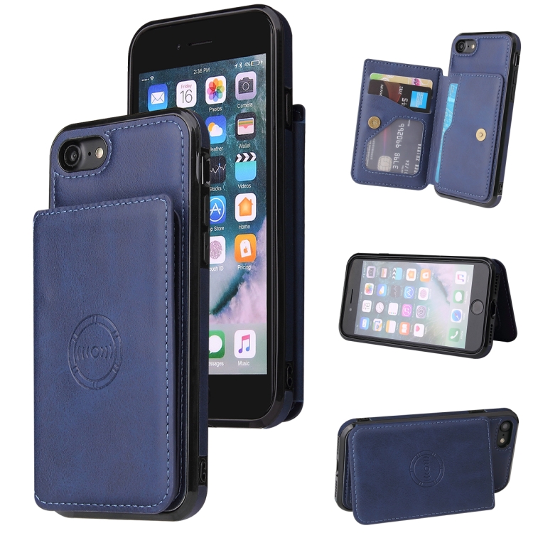 

Calf Texture Magnetic Case For iPhone SE 2022 / SE 2020 / 8 / 7(Blue)