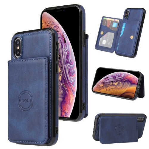 

Calf Texture Magnetic Case For iPhone XS / X(Blue)