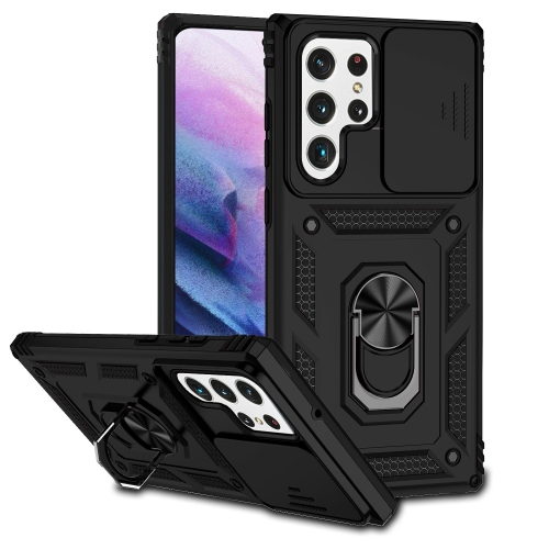 

For Samsung Galaxy S22 Ultra 5G Sliding Camshield Holder Phone Case(Black)