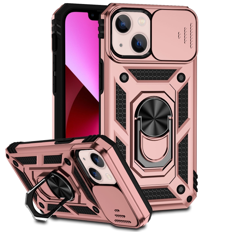 

For iPhone 13 mini Sliding Camshield Holder Phone Case (Rose Gold)