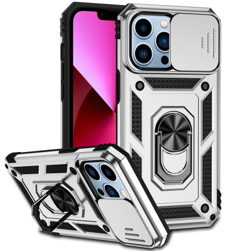 

For iPhone 13 Pro Sliding Camshield Holder Phone Case (Silver)