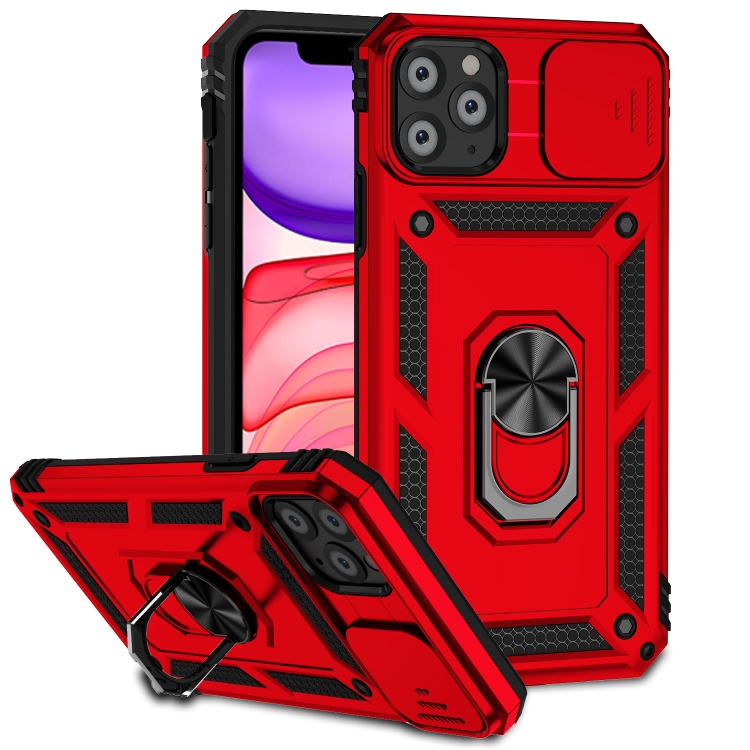 

For iPhone 11 Pro Max Sliding Camshield Holder Phone Case (Red)
