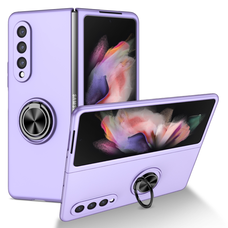 

For Samsung Galaxy Z Fold3 5G Armor Ring Holder Phone Case(Purple)