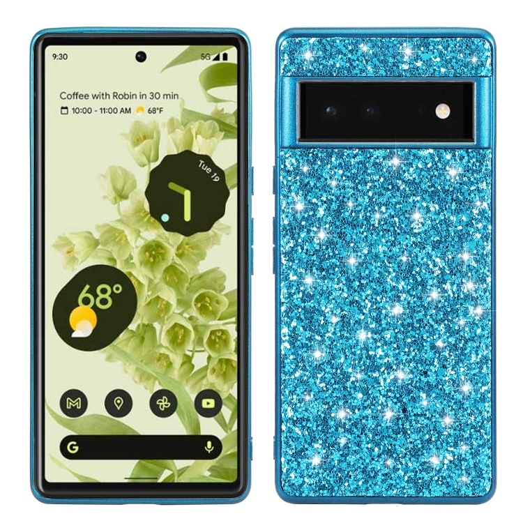 

For Google Pixel 6 Pro Glitter Powder Shockproof TPU Protective Phone Case(Blue)