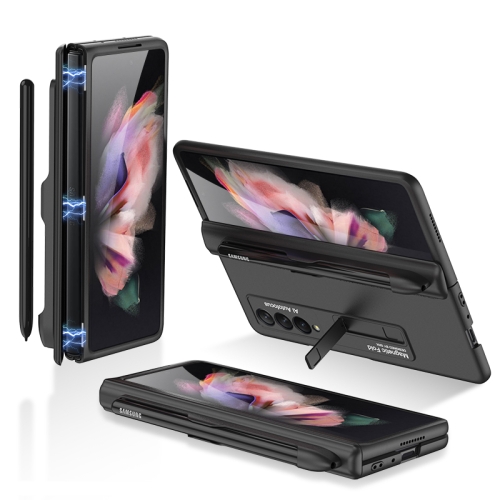 

For Samsung Galaxy Z Fold3 5G GKK Magnetic Full Coverage Phone Flip Case with Pen Slot(Black)