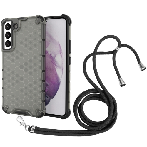 

For Samsung Galaxy S22+ 5G Lanyard Honeycomb PC + TPU Case(Black)