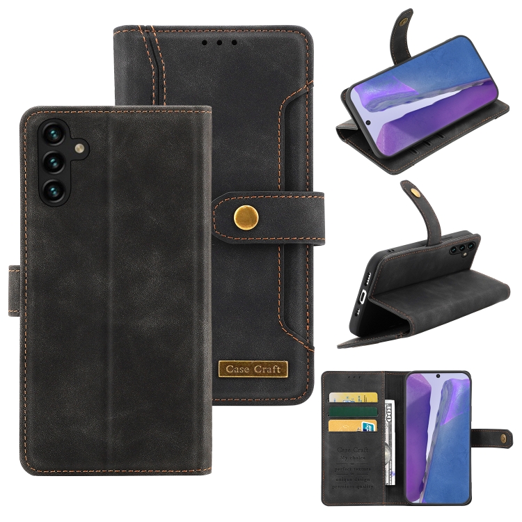 

For Samsung Galaxy A13 5G Copper Buckle Leather Phone Case(Black)