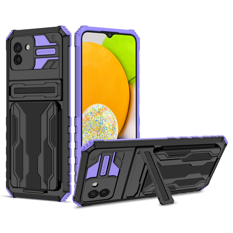 

For Samsung Galaxy A03s 166mm Version Armor Card PC + TPU Phone Case(Purple)