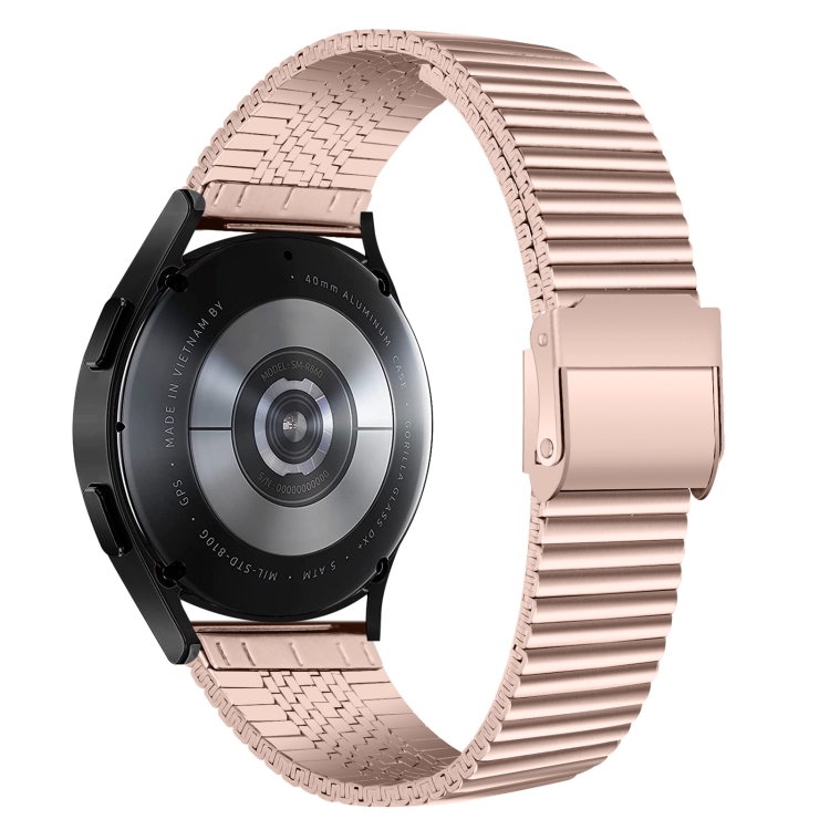 

For Samsung Galaxy Watch4 40mm Double Safety Buckle Steel Watch Band(Pink Gold)