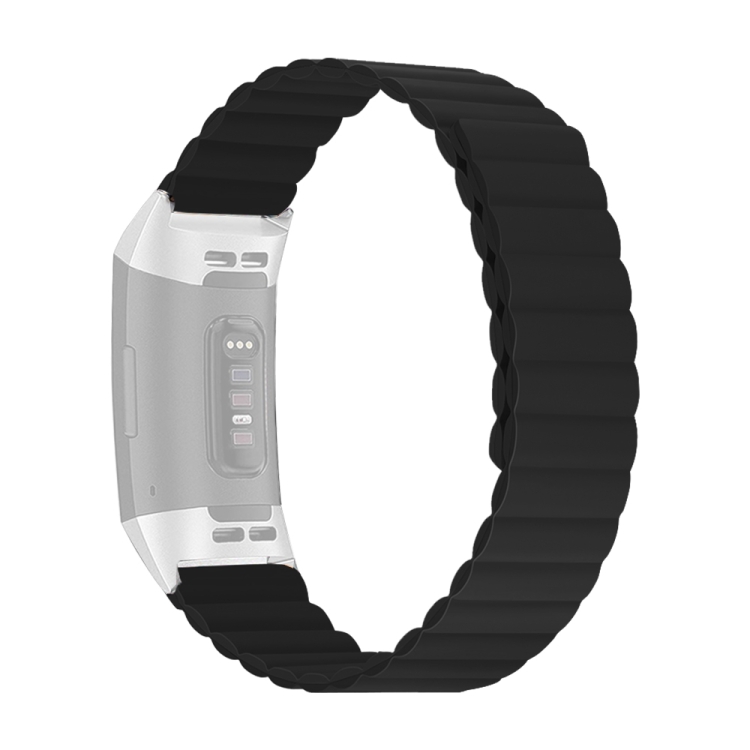 

For Fitbit Charge 3 / 4 Silicone Magnetic Watch Band(Black)