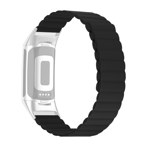 

For Fitbit Charge 5 Silicone Magnetic Watchband(Black)