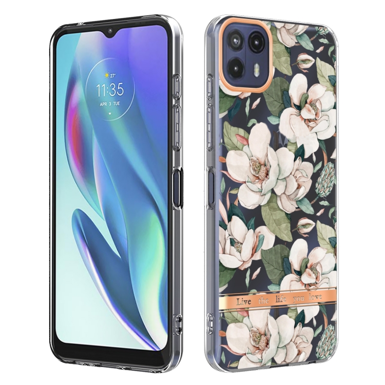 

For Motorola Moto G50 5G Flowers and Plants Series IMD TPU Phone Case(Green Gardenia)