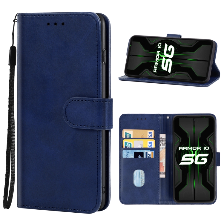 

Leather Phone Case For Ulefone Armor 10 5G(Blue)