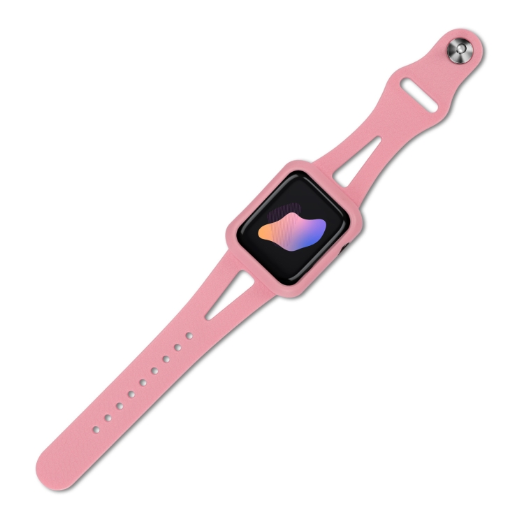 

Silicone Integrated Watch Band For Apple Watch Series 8&7 41mm / SE 2&6&SE&5&4 40mm / 3&2&1 38mm(Pink)