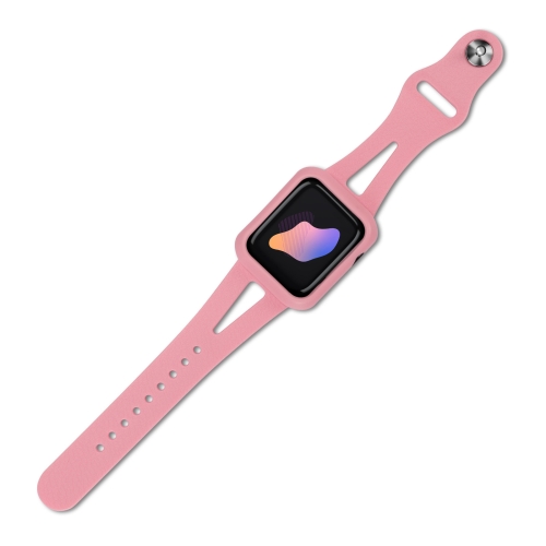 

Silicone Integrated Watch Band For Apple Watch Series 8&7 45mm / SE 2&6&SE&5&4 44mm / 3&2&1 42mm(Pink)