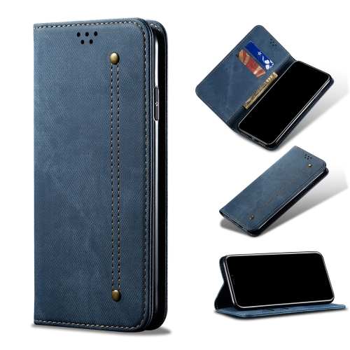 

For Huawei nova 8i / Honor 50 Lite Denim Texture Casual Style Leather Phone Case(Blue)