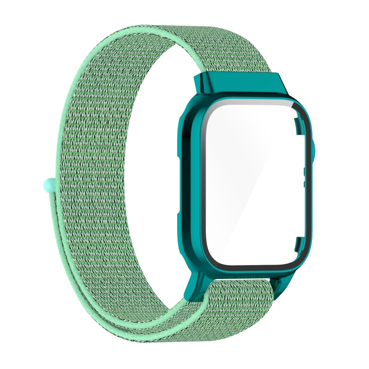 

Nylon Loop Integrated Case Screen Cover Watch Band For Apple Watch Series 7 41mm(Blue Sea Green)