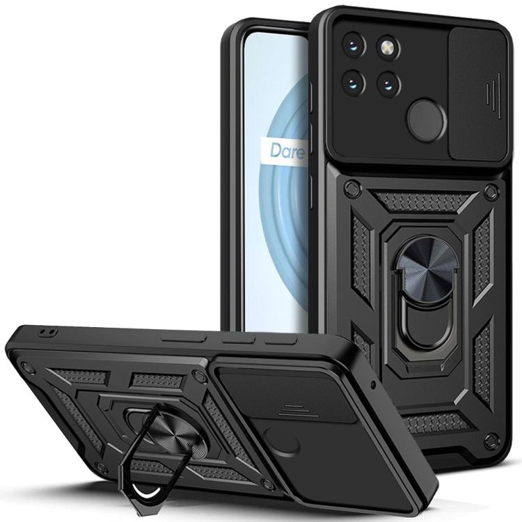 

For OPPO Realme C21Y Sliding Camera Cover TPU+PC Phone Case(Black)