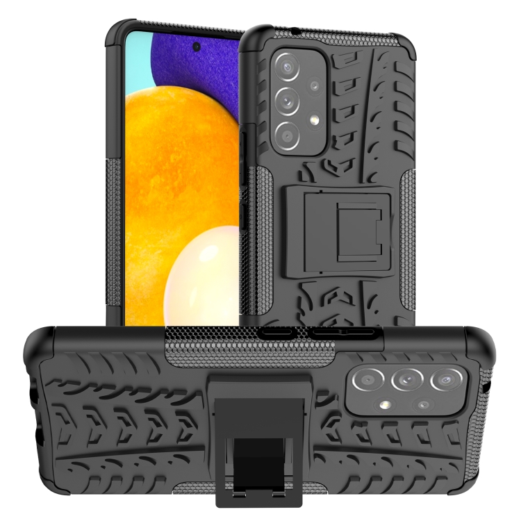 

For Samsung Galaxy A53 5G Tire Texture TPU + PC Phone Case with Holder(Black)