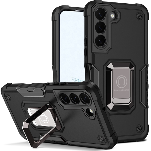 

For Samsung Galaxy S22+ 5G Ring Holder Non-slip Armor Phone Case(Black)
