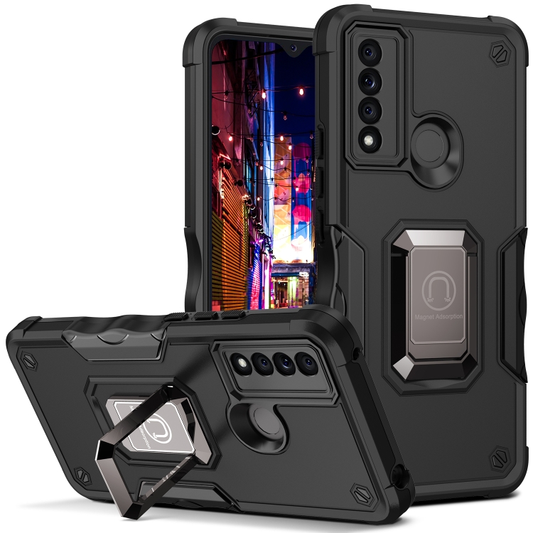 

For TCL 20 XE Ring Holder Non-slip Armor Phone Case(Black)