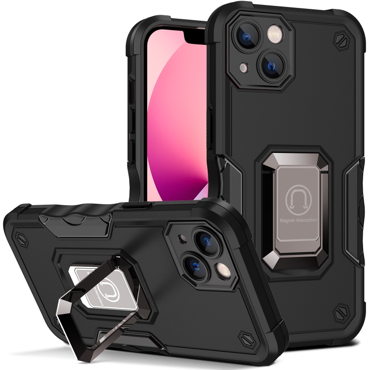 

Ring Holder Non-slip Armor Phone Case For iPhone 13(Black)