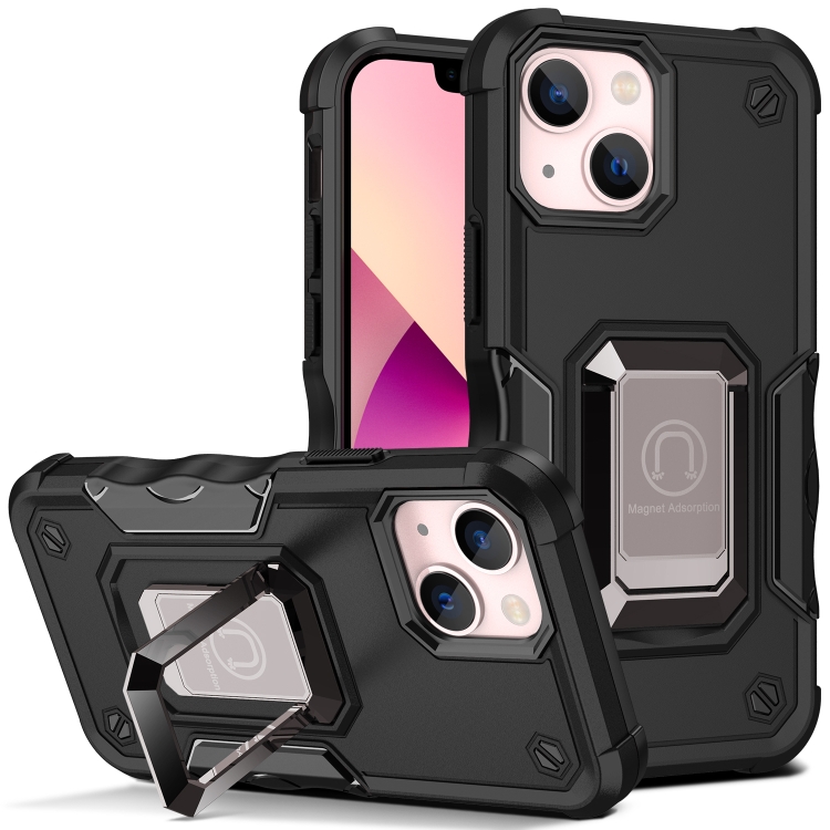 

Ring Holder Non-slip Armor Phone Case For iPhone 13 mini(Black)