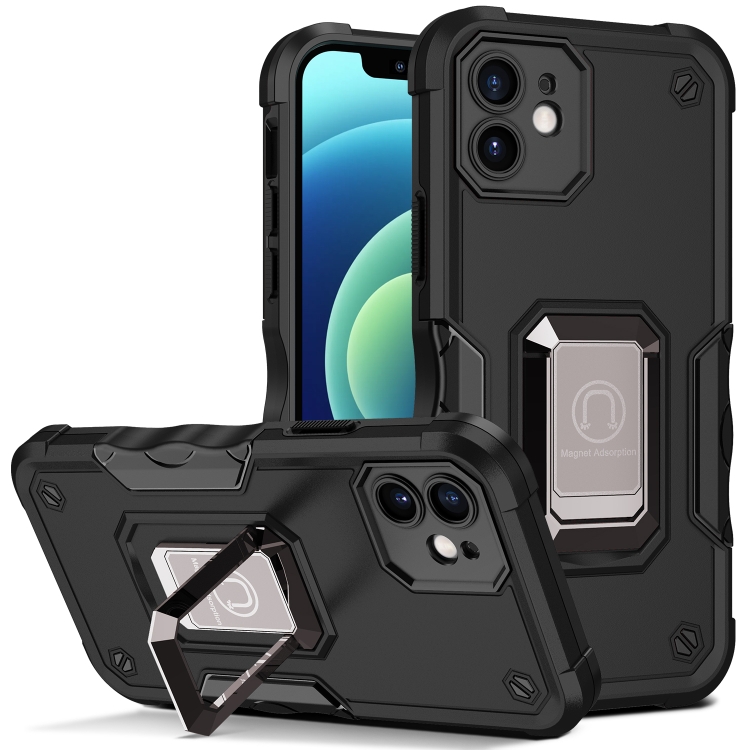 

Ring Holder Non-slip Armor Phone Case For iPhone 11(Black)