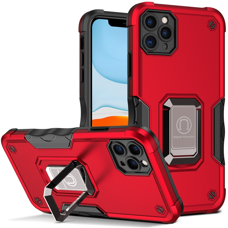 

Ring Holder Non-slip Armor Phone Case For iPhone 11 Pro(Red)