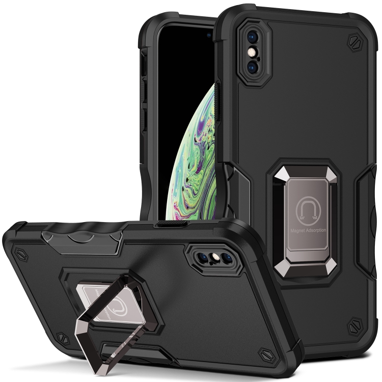 

Ring Holder Non-slip Armor Phone Case For iPhone XR(Black)