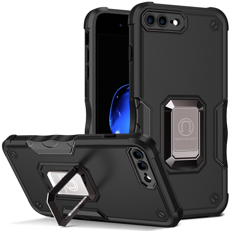 

Ring Holder Non-slip Armor Phone Case For iPhone 8 Plus / 7 Plus(Black)