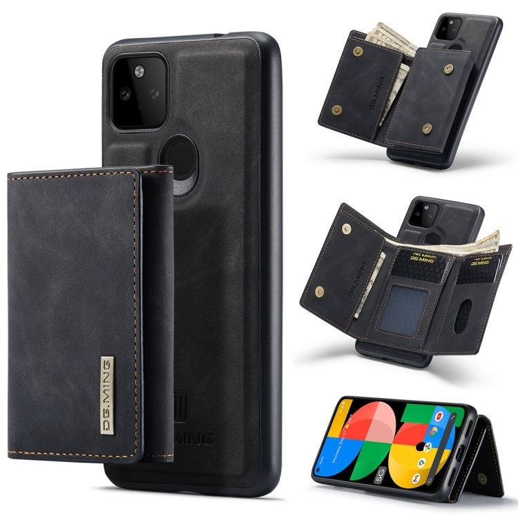 

For Google Pixel 5a 5G DG.MING M1 Series 3-Fold Multi Card Wallet + Magnetic Back Cover Case(Black)