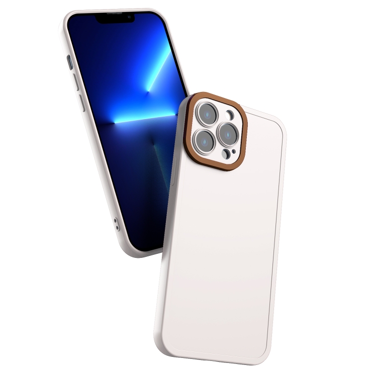 

Color-contrast PC + TPU Case For iPhone 13 Pro Max(White+Dark Brown)