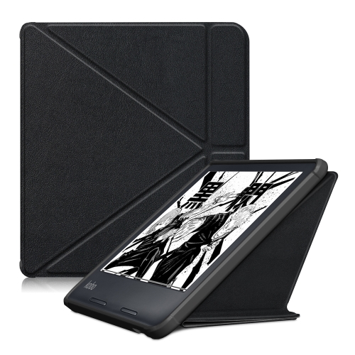 

For KOBO Libra2 2021 Cloth Texture Multi-folding Leather Tablet Case(Black)