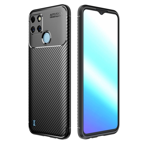 

For OPPO Realme C21Y Carbon Fiber Texture TPU Phone Case(Black)