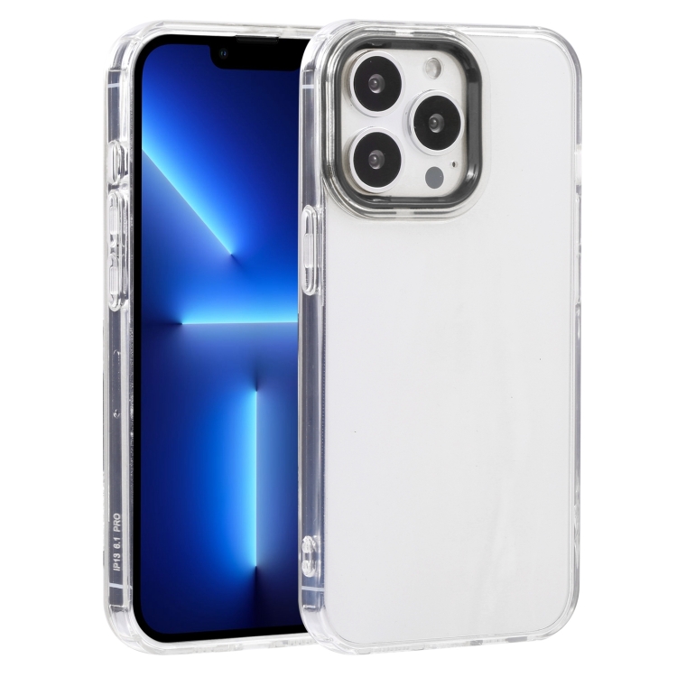 

Macaron Lens Frame Transparent TPU Phone Case For iPhone 13 Pro(Black)