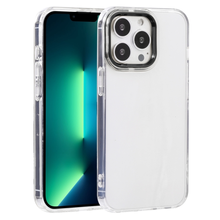 

Macaron Lens Frame Transparent TPU Phone Case For iPhone 13 Pro Max(Black)