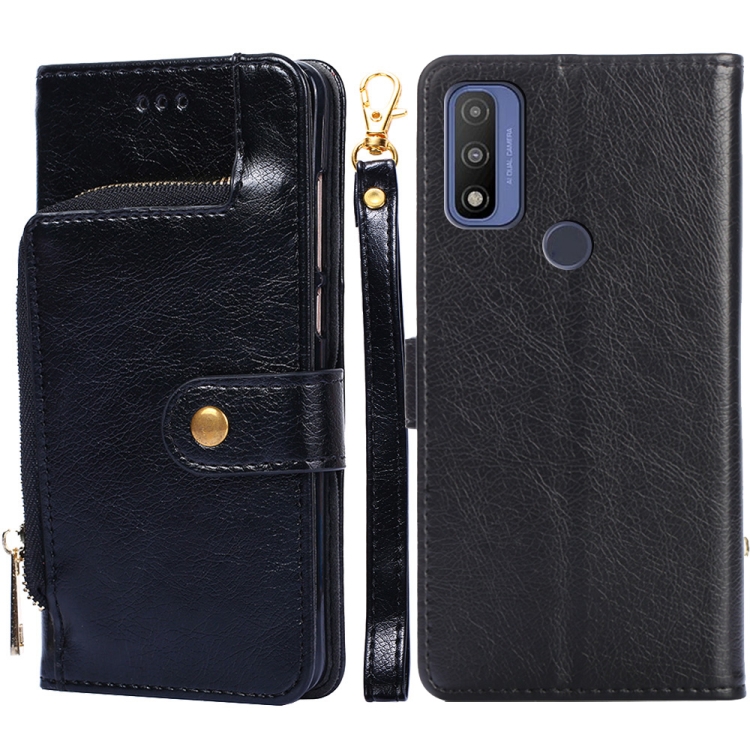 

For Motorola Moto G Pure Zipper Bag Leather Phone Case(Black)