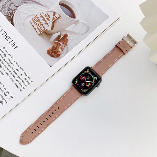

Genuine Leather Watch Band For Apple Watch Series 7 45mm / 6&SE&5&4 44mm / 3&2&1 42mm(Light Pink)